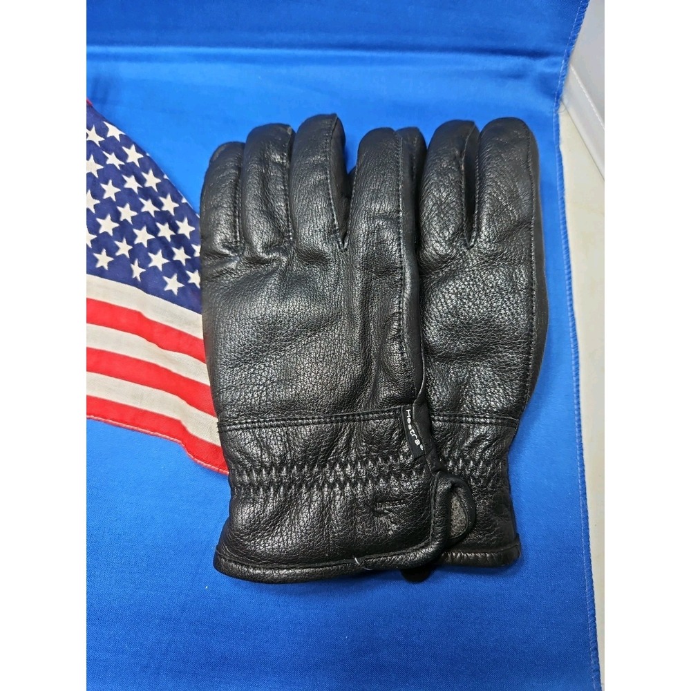 Hestra Leather Deerskin Lambskin Gloves Butter Soft Insulated Black Size 10 New